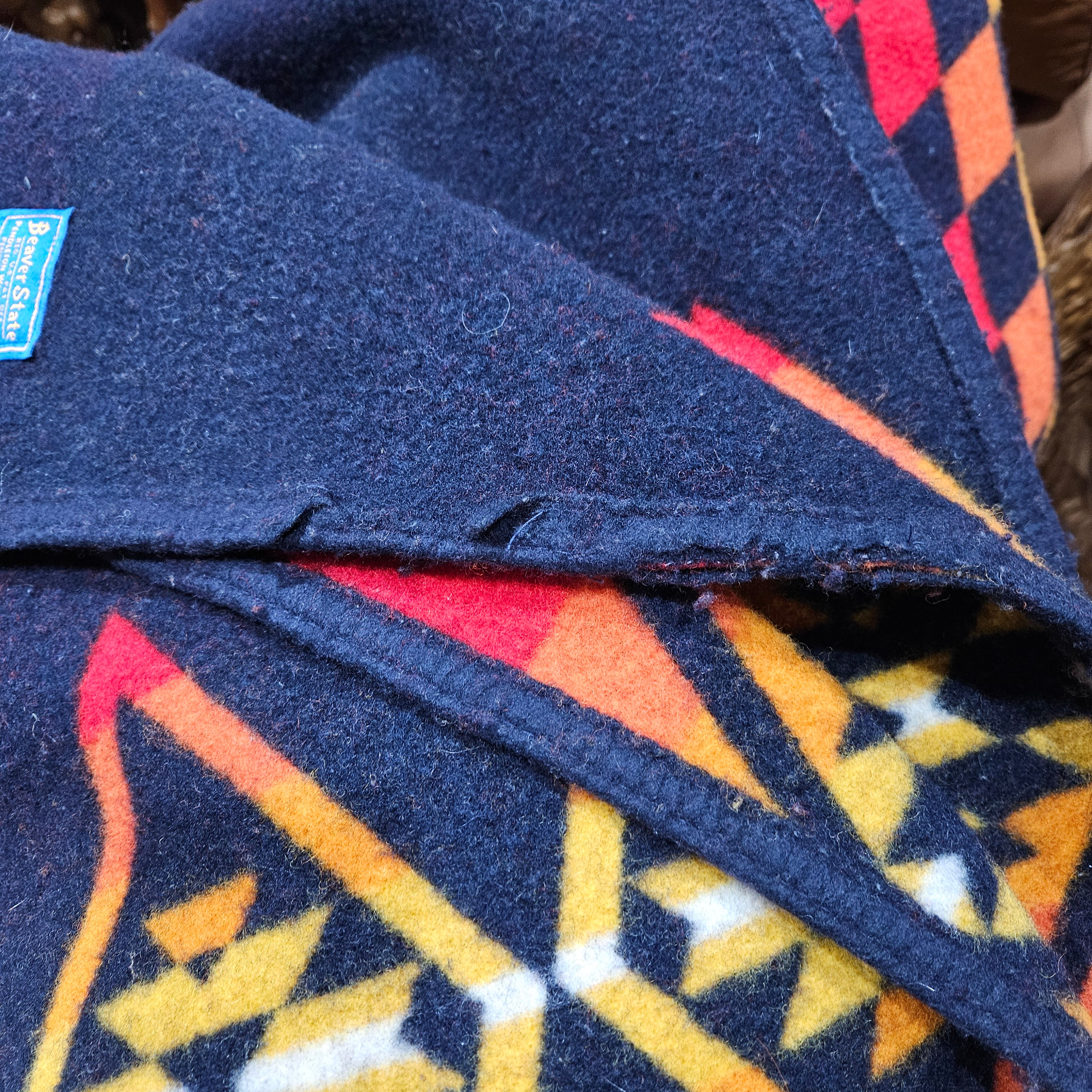 Pendleton Beaver State Reversable Blanket Featuring Black Red Orange Brown