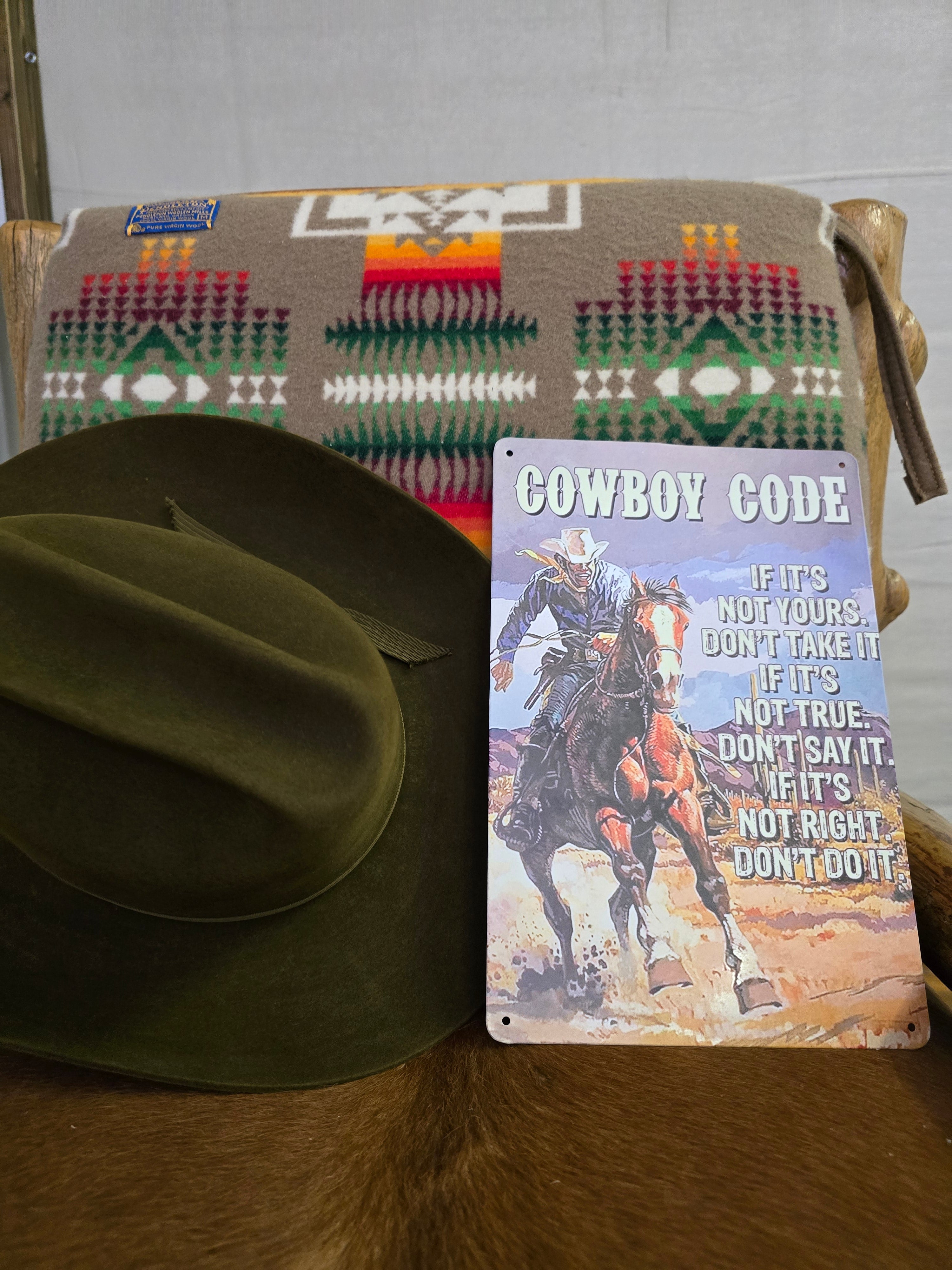 "Cowboy Code" Tin Sign