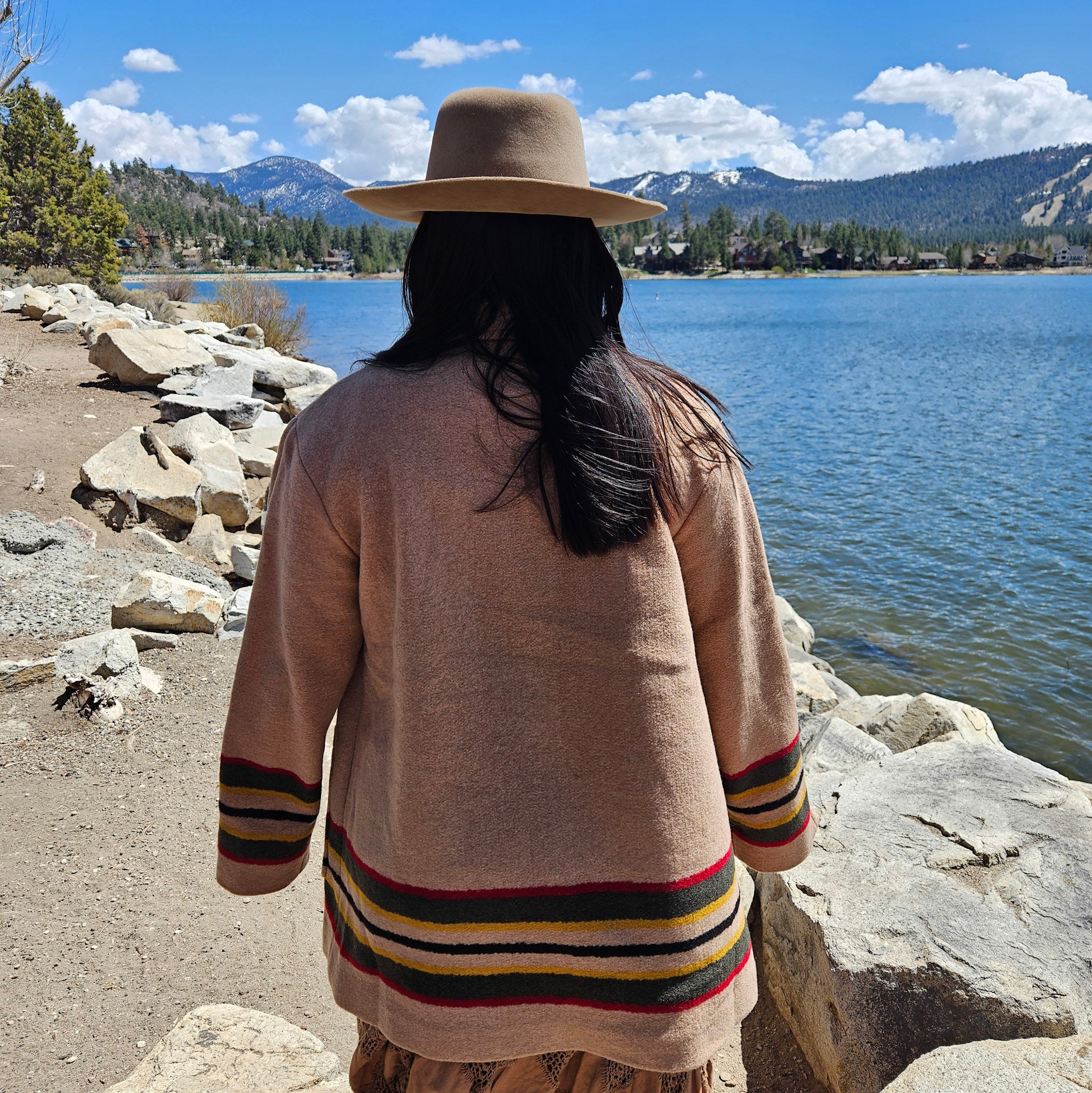 Pendleton Women's Wool Topper Coat Size Large Camel Striped