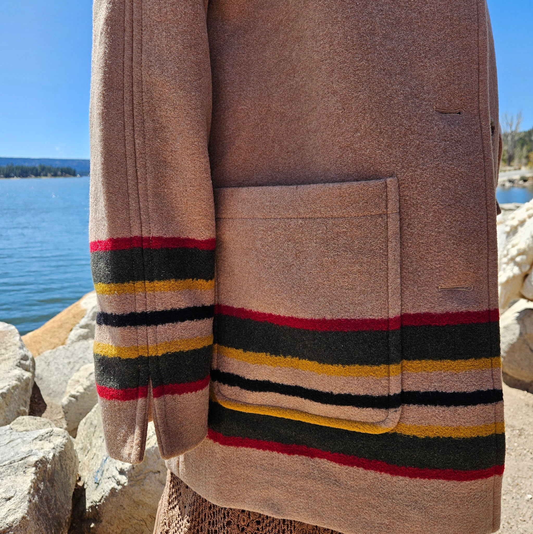 Pendleton Women's Wool Topper Coat Size Large Camel Striped