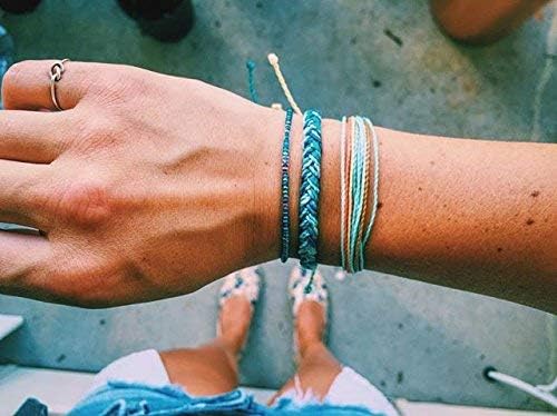 Pura Vida Blue Yellow and Pink Jute Cord Bracelet