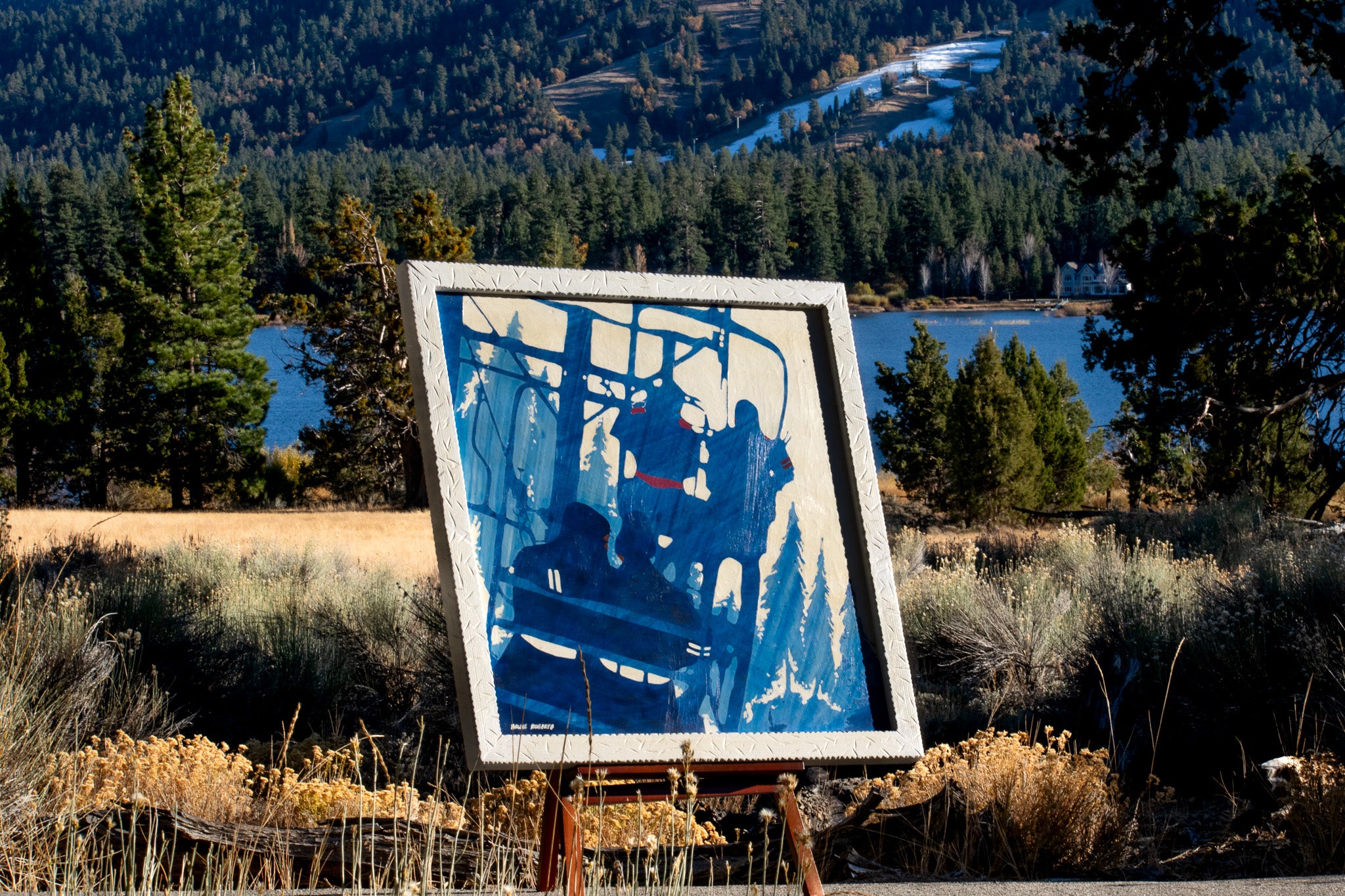 Bruce Roberts Ski Lift Abstract Extra Large Artwork