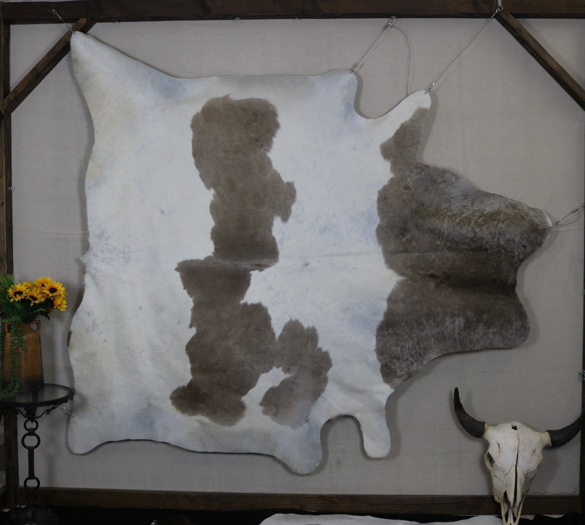 Beautiful Beige and White Cowhide Handmade in Brazil