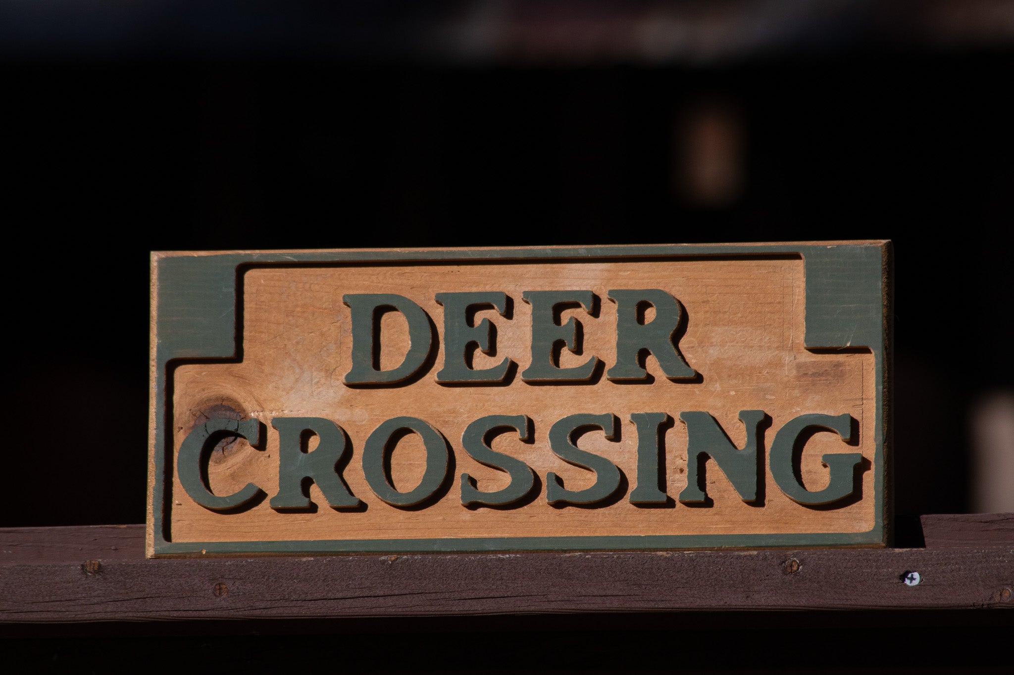 "Deer Crossing" Wooded Hand Carved Sign