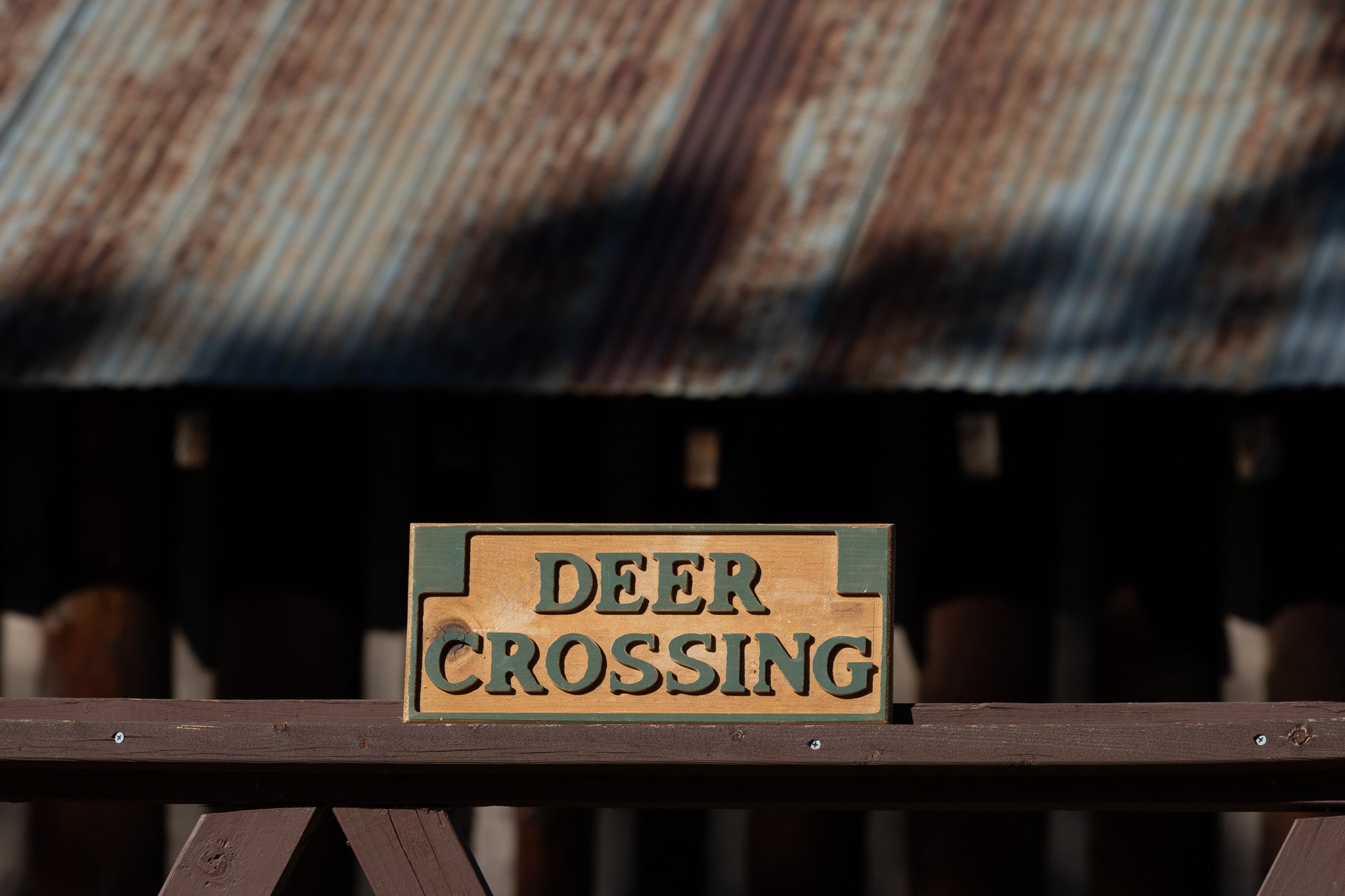 "Deer Crossing" Wooded Hand Carved Sign