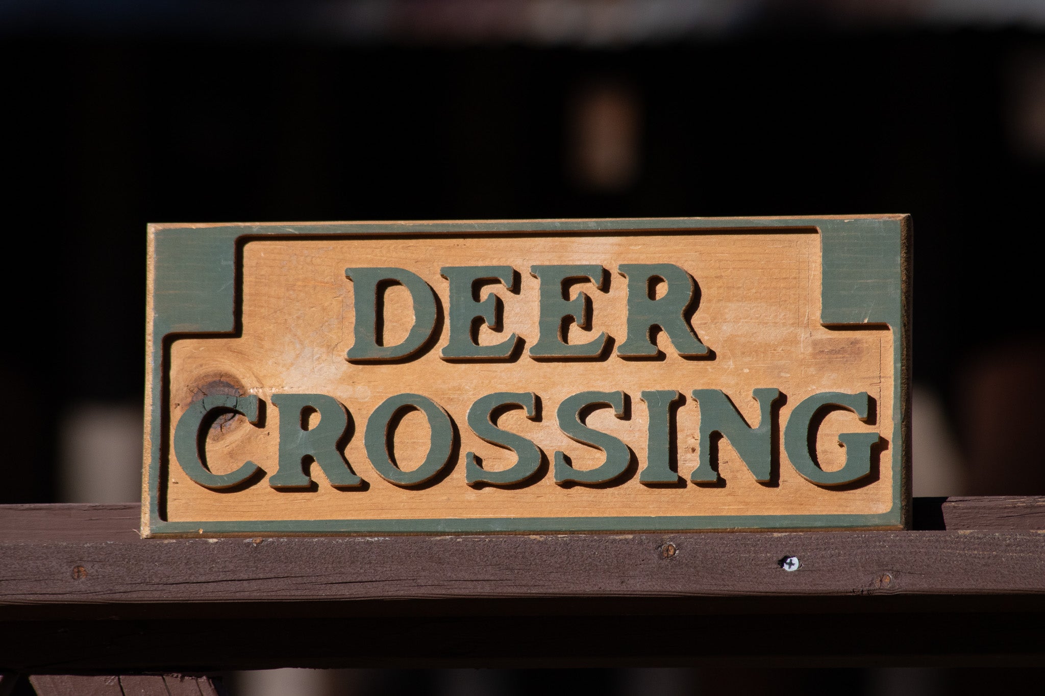 "Deer Crossing" Wooded Hand Carved Sign