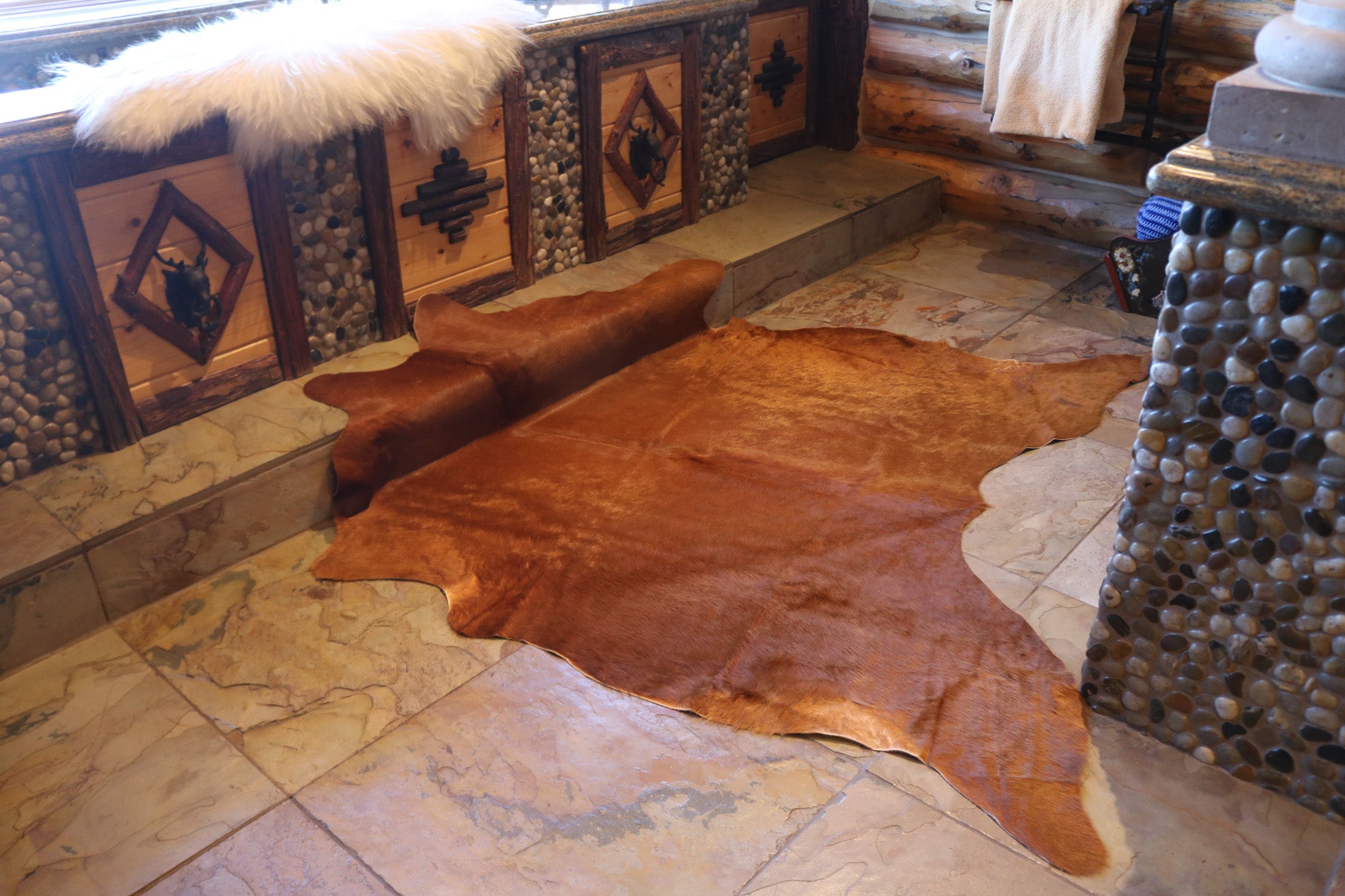Vibrant Cinnamon Cowhide Handcrafted in Brazil