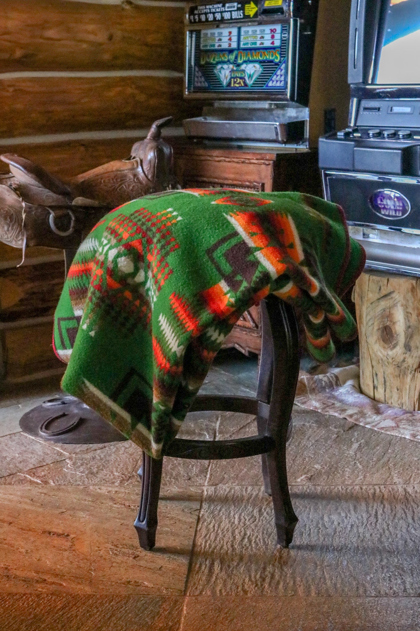 Vintage Beaver State Chief Joseph Green Pendleton Navajo Native American Wool Blanket 74 x 58