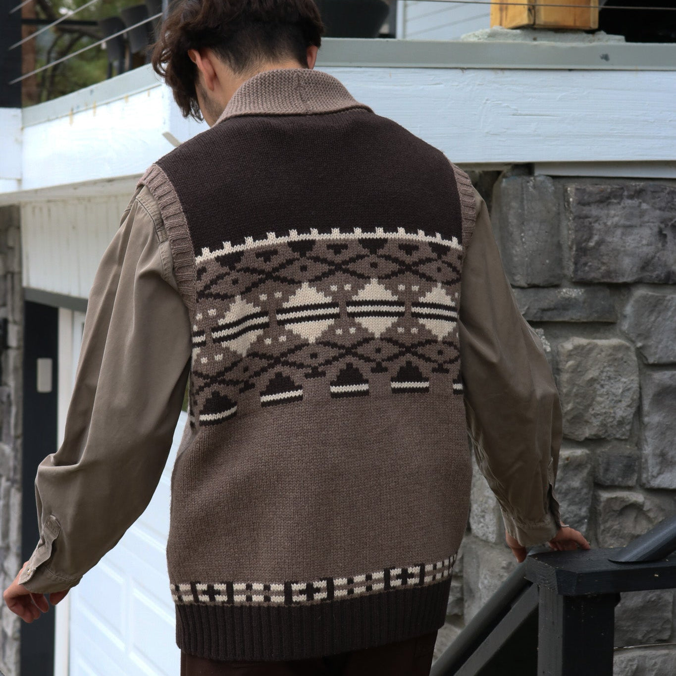 Vintage Pendleton Lambs Wool Knitted Vest with Southwest Custom Weave Size Large