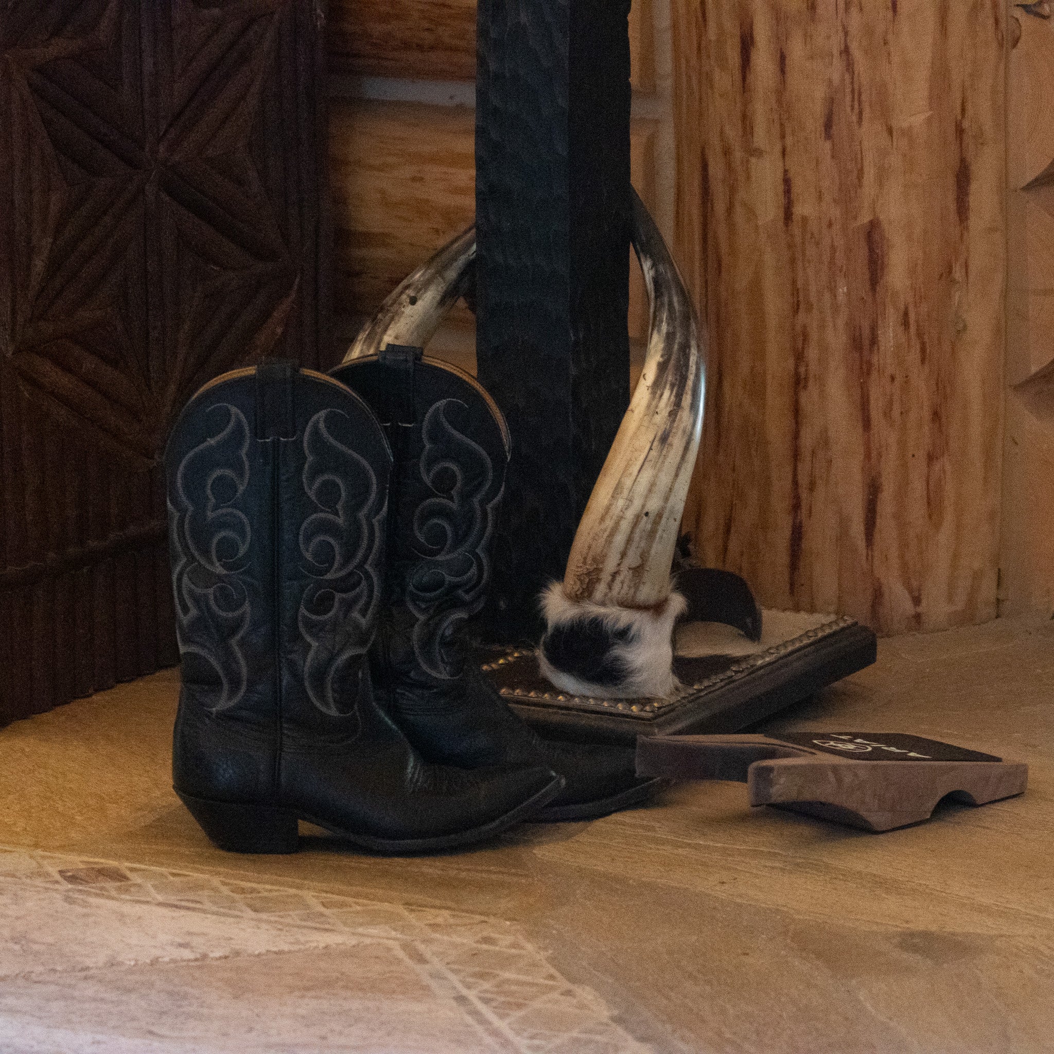 Nocona Black Leather Cowboy Boots