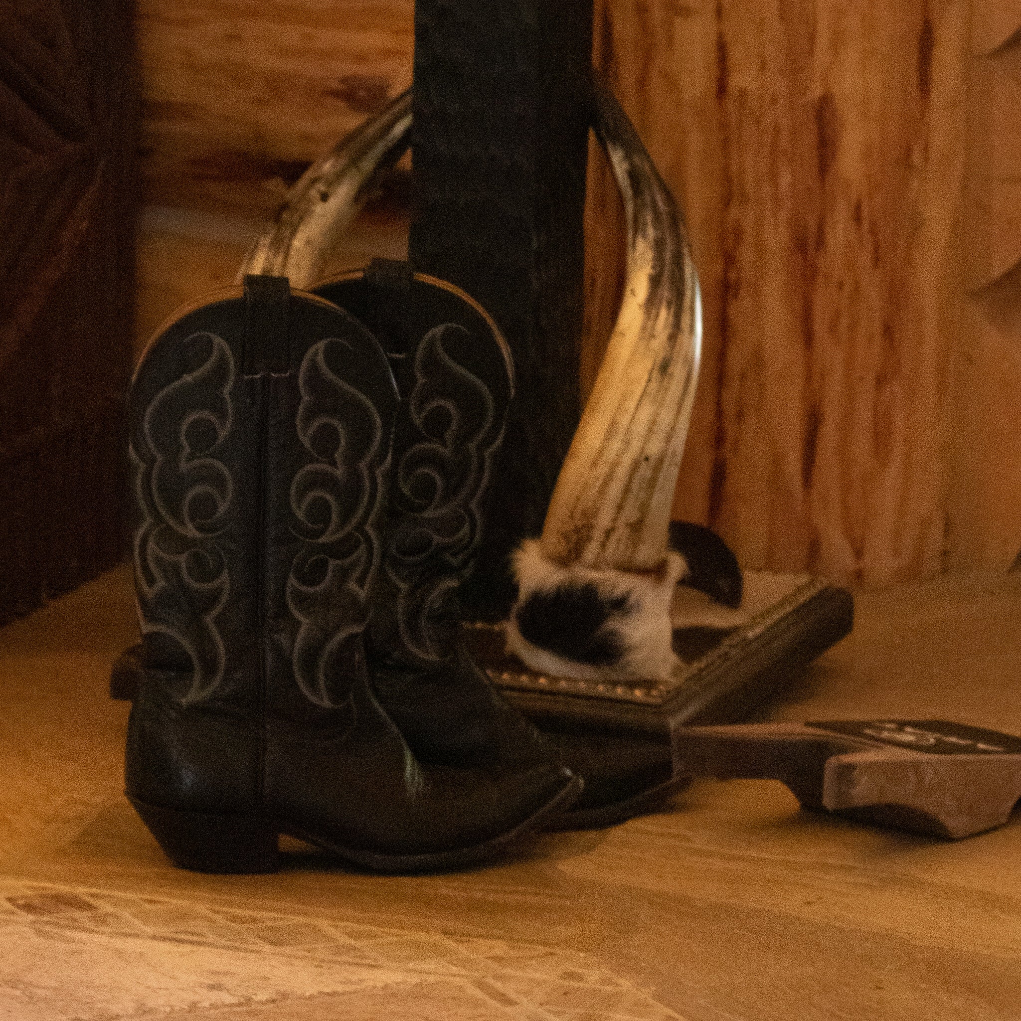 Nocona Black Leather Cowboy Boots