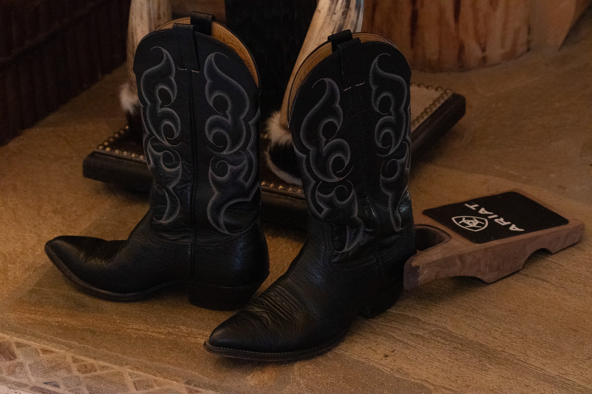 Nocona Black Leather Cowboy Boots