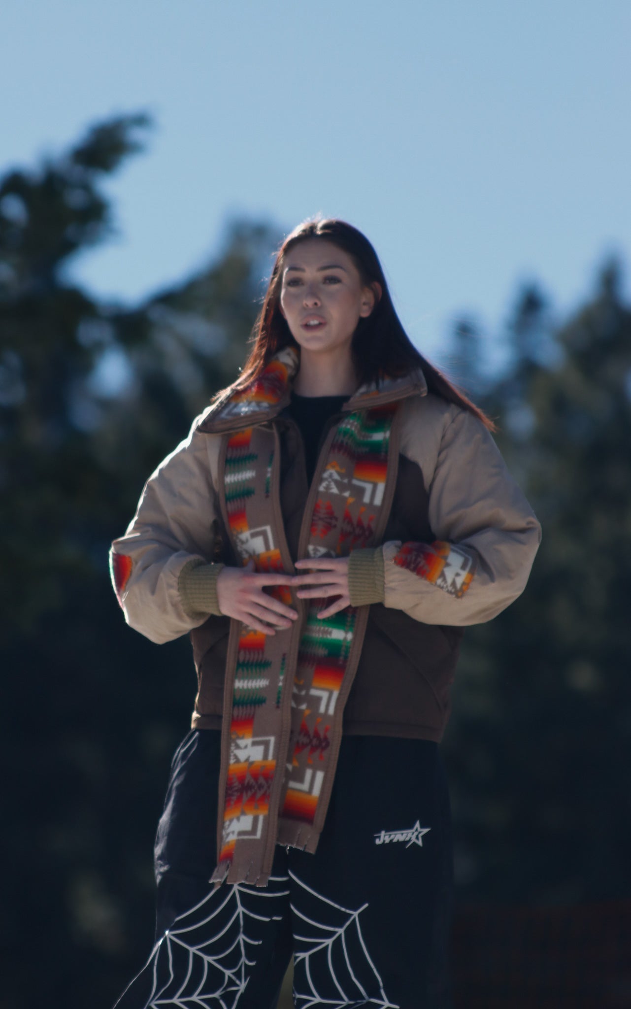 "Down By Sports Guide" Brown 1980's Winter Jacket with Handsewn Pendleton & Matching Scarf Set