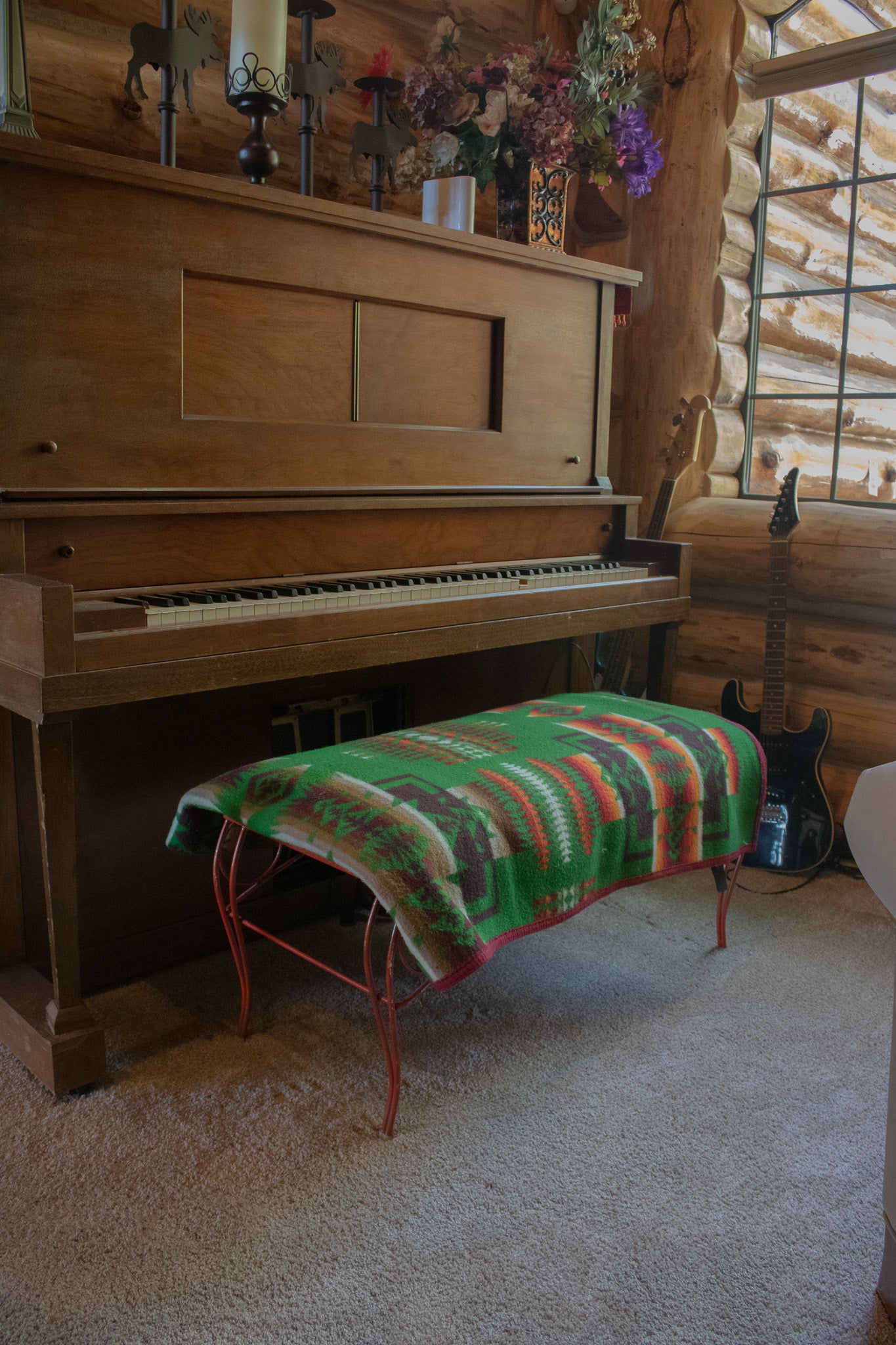 Vintage Beaver State Chief Joseph Green Pendleton Navajo Native American Wool Blanket 74 x 58