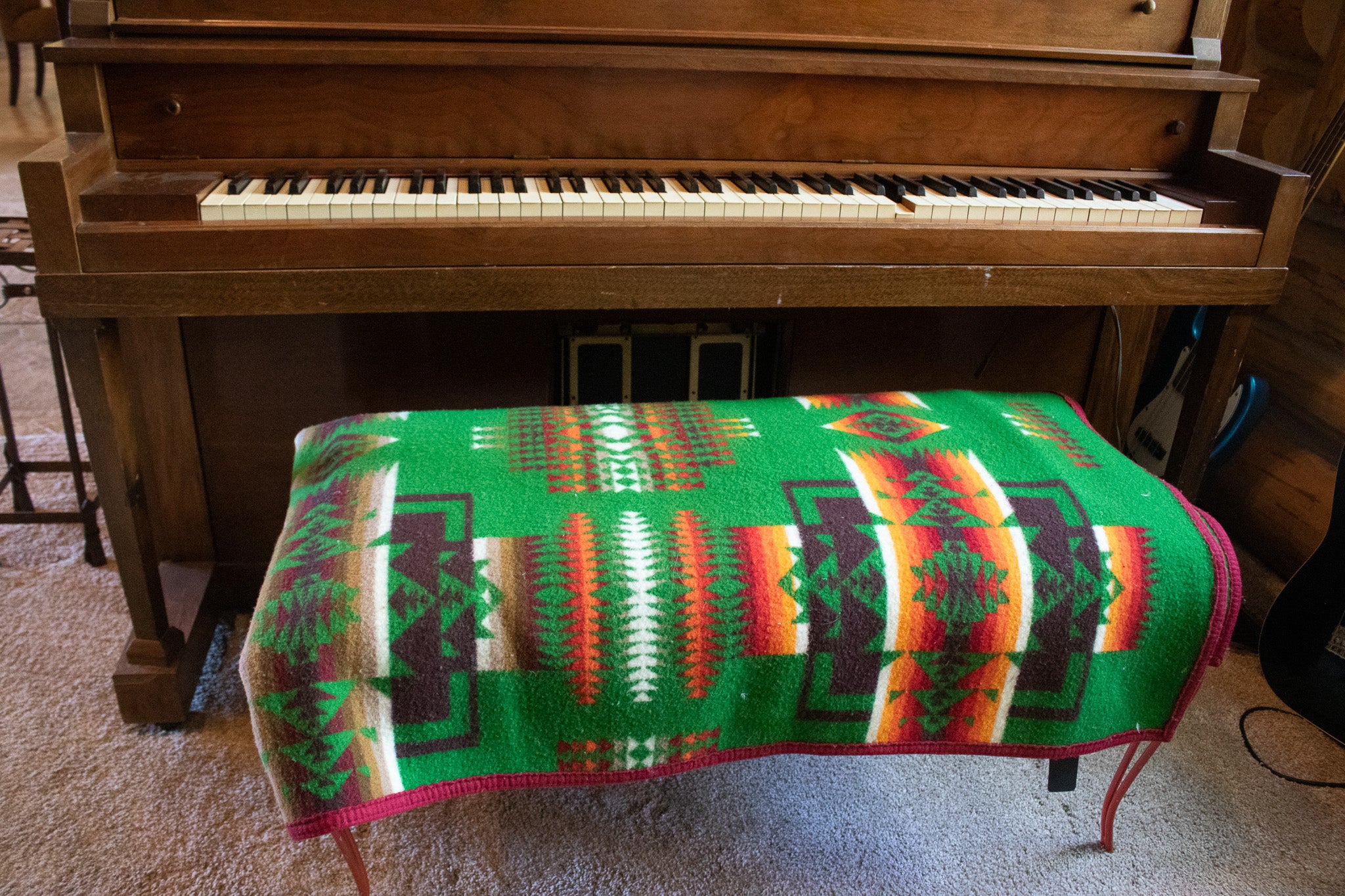 Vintage Beaver State Chief Joseph Green Pendleton Navajo Native American Wool Blanket 74 x 58