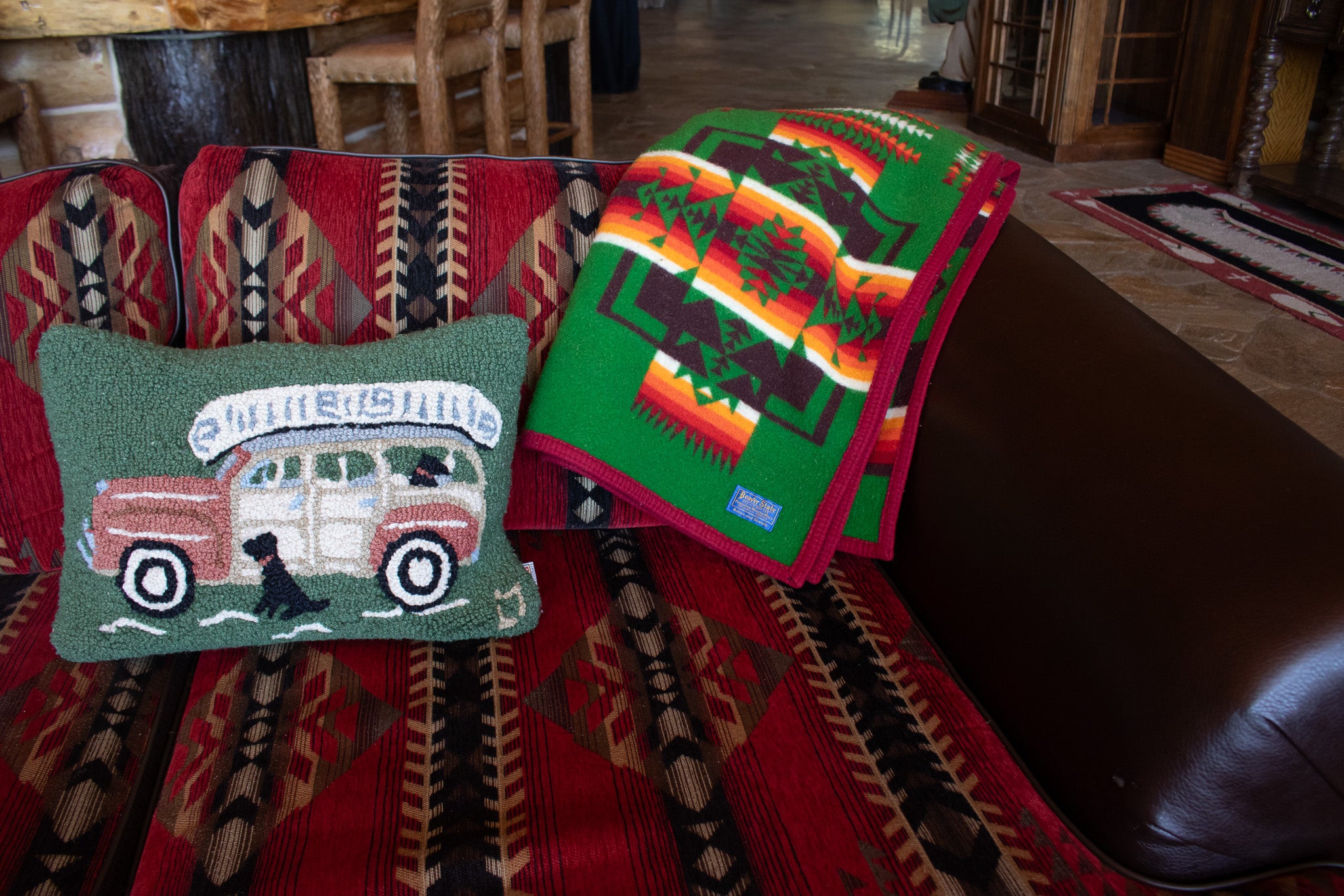 Vintage Beaver State Chief Joseph Green Pendleton Navajo Native American Wool Blanket 74 x 58