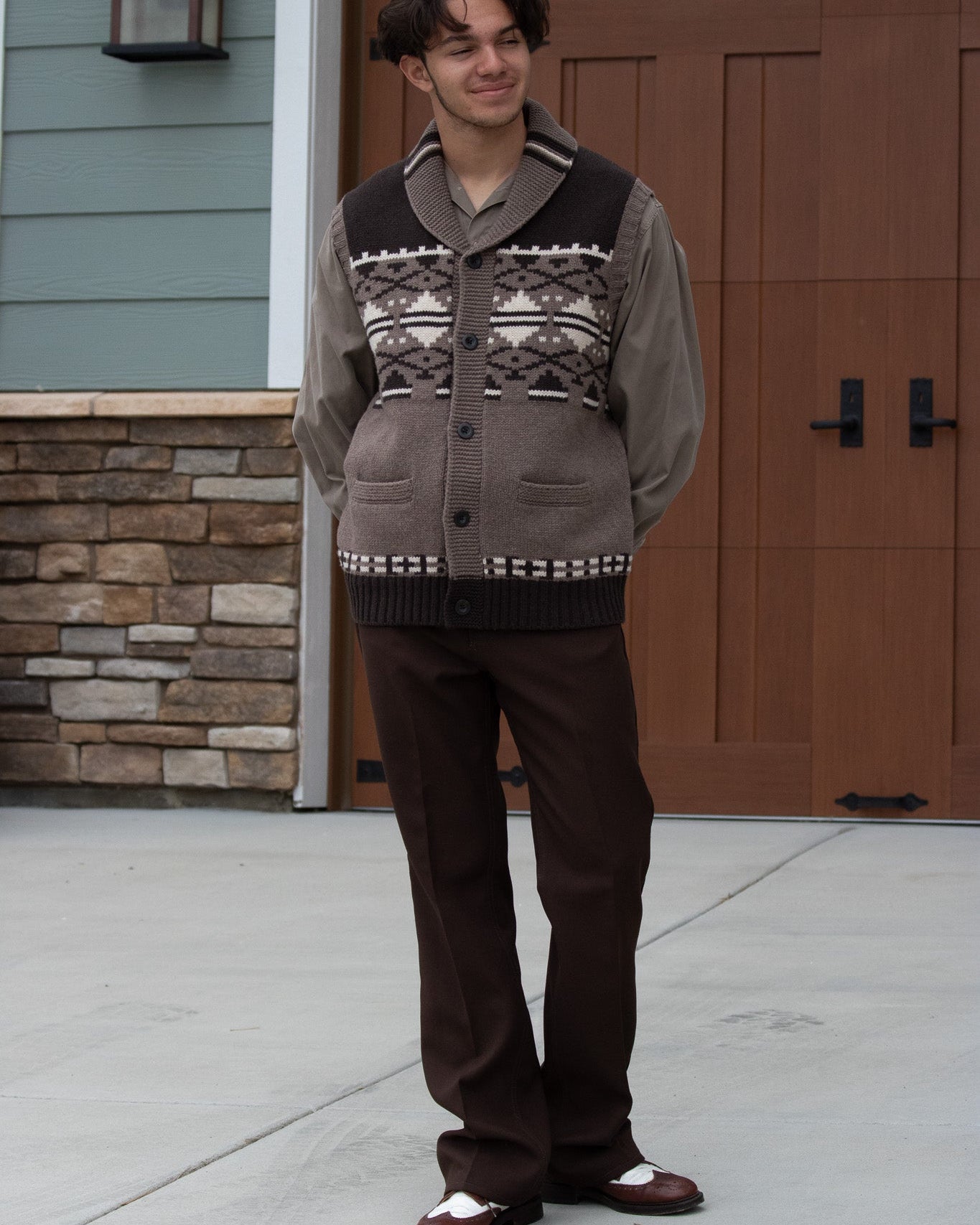 Vintage Pendleton Lambs Wool Knitted Vest with Southwest Custom Weave Size Large