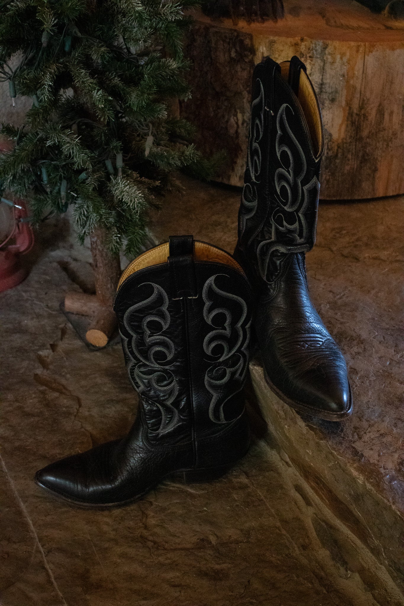 Nocona Black Leather Cowboy Boots