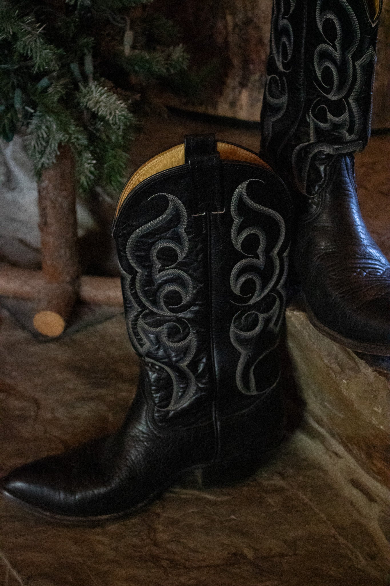 Nocona Black Leather Cowboy Boots