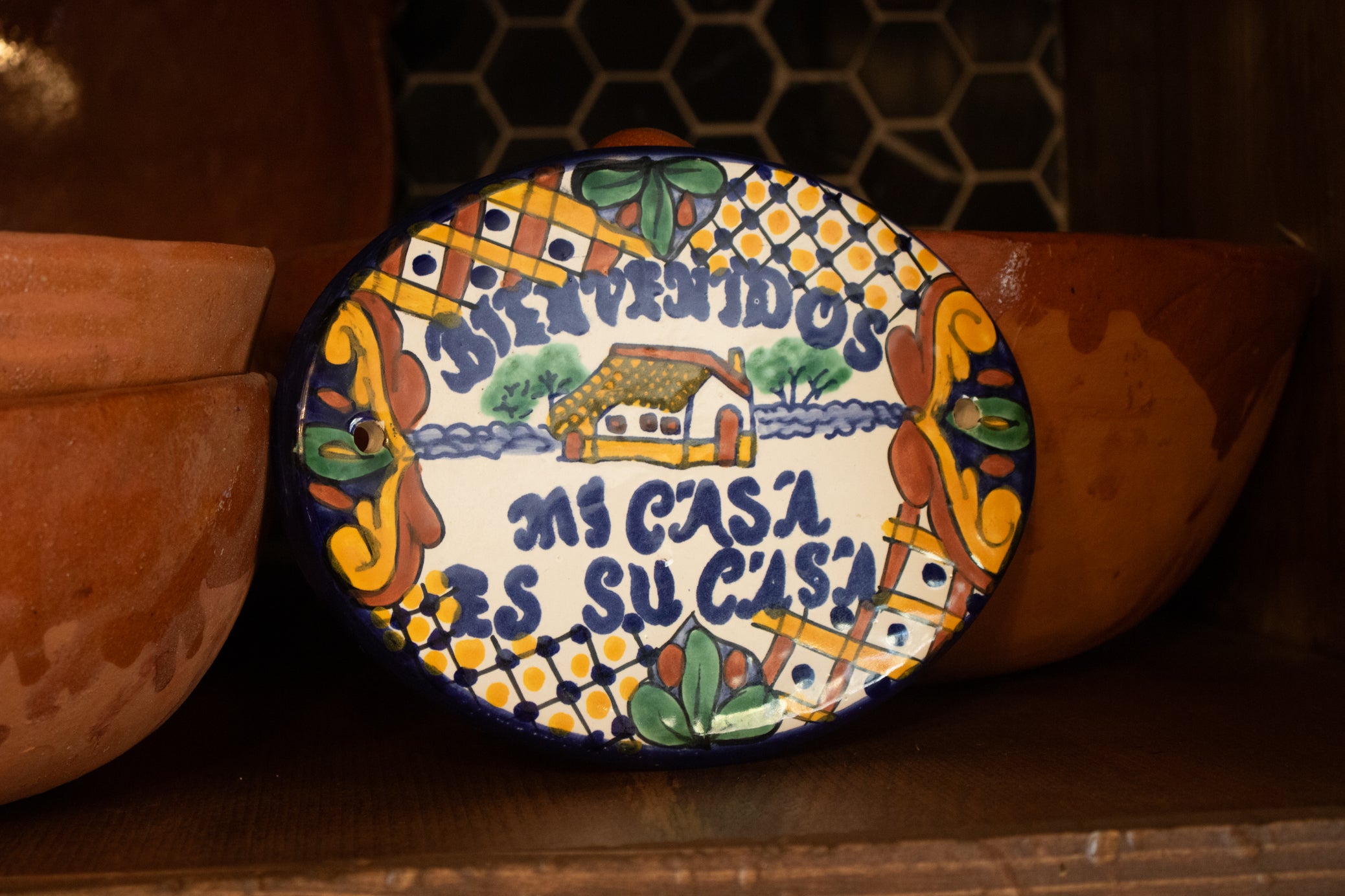 "Bienvenidos" Mi Casa Es Su Casa" Colorful Decorative Ceramic Handpainted Sign