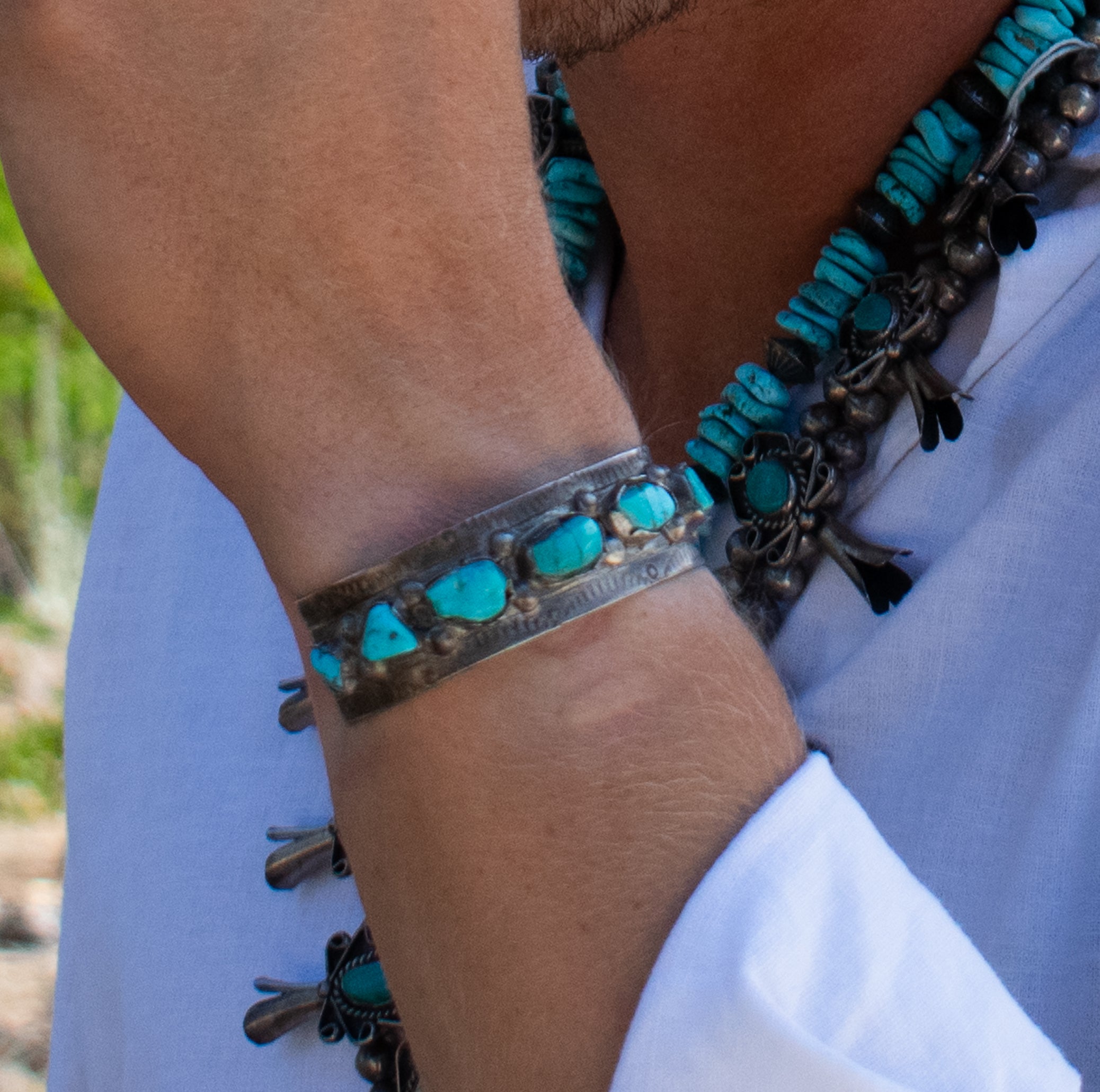 Navajo Sterling Silver Turquoise Cuff Bracelet