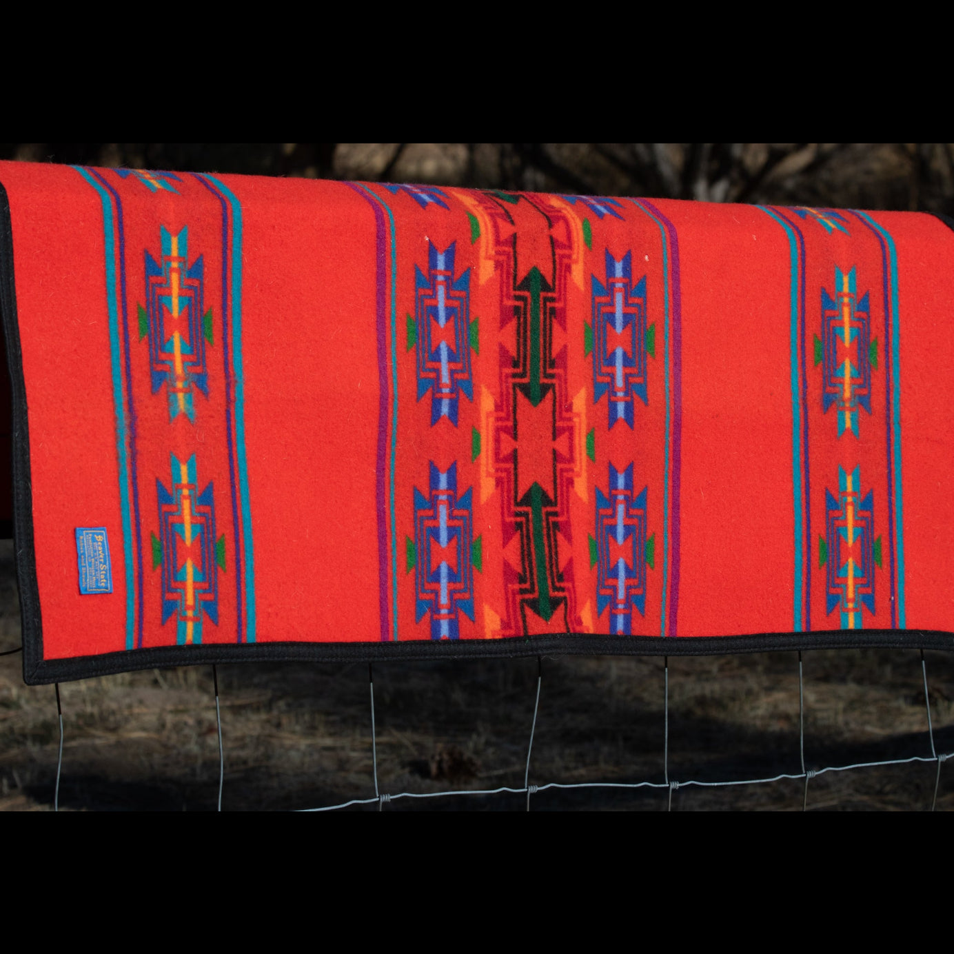 Beaver State Pendleton Woolen Mills Aztec Print Red Saddle Blanket