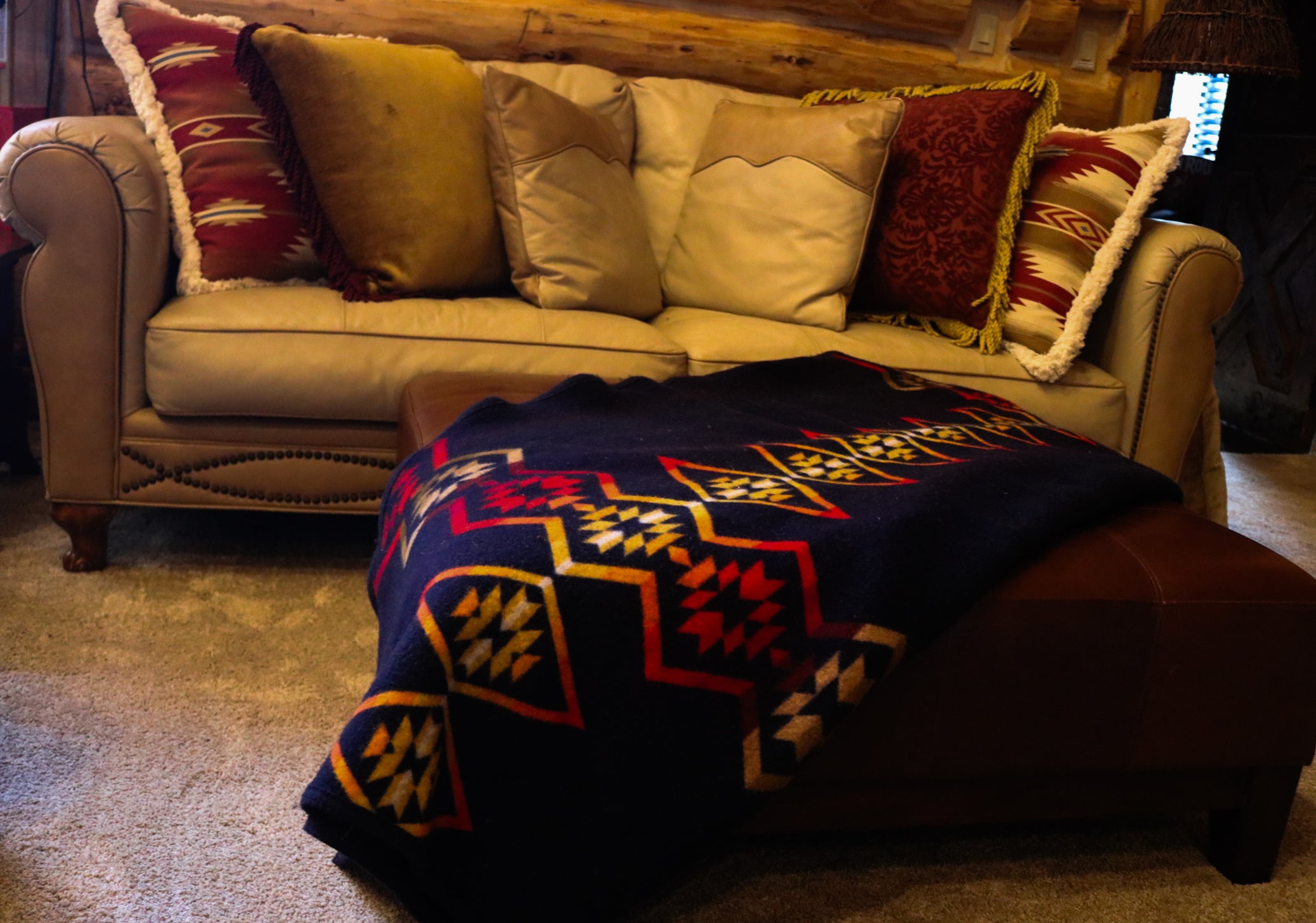 Pendleton Beaver State Reversable Blanket Featuring Black Red Orange Brown