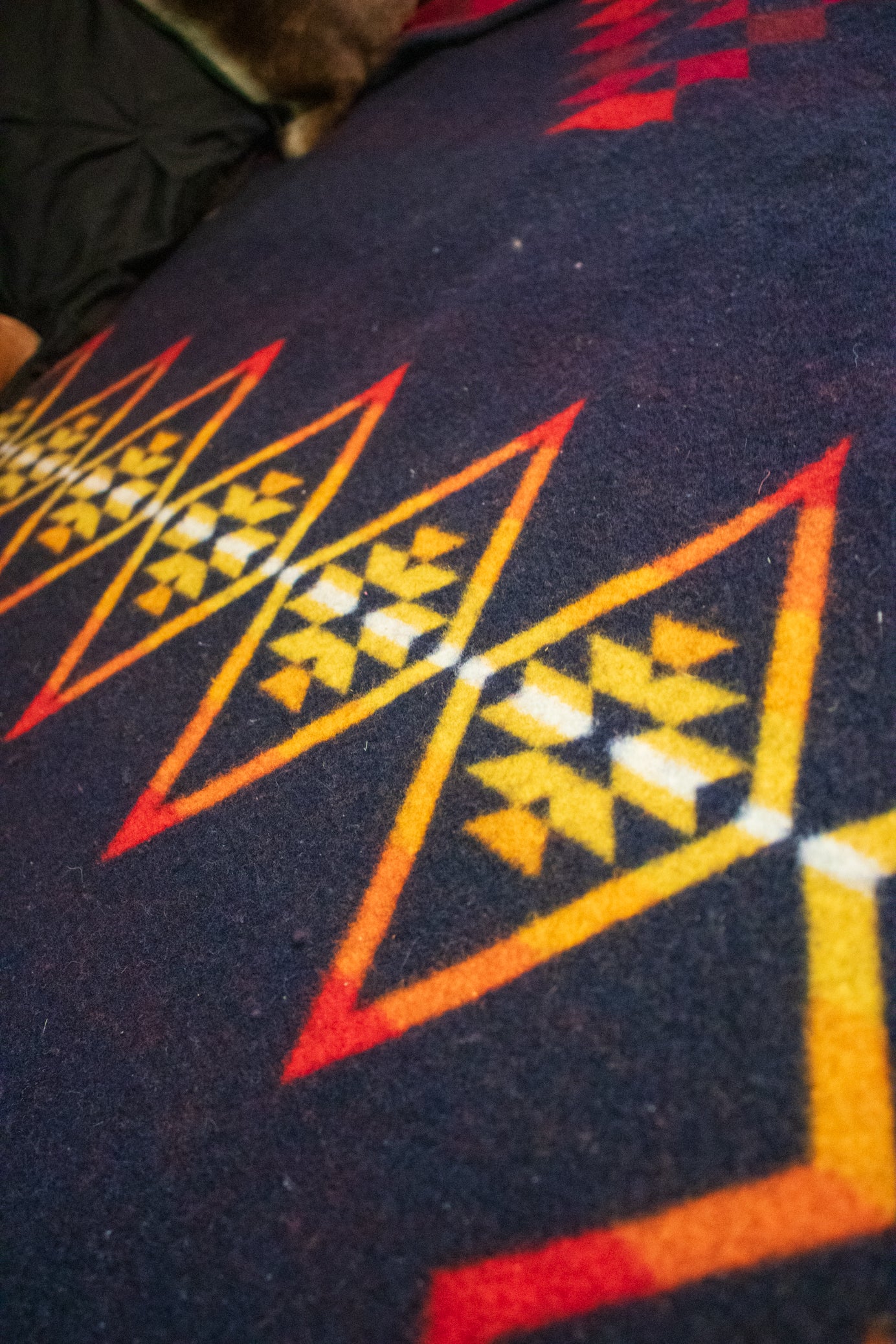 Pendleton Beaver State Reversable Blanket Featuring Black Red Orange Brown