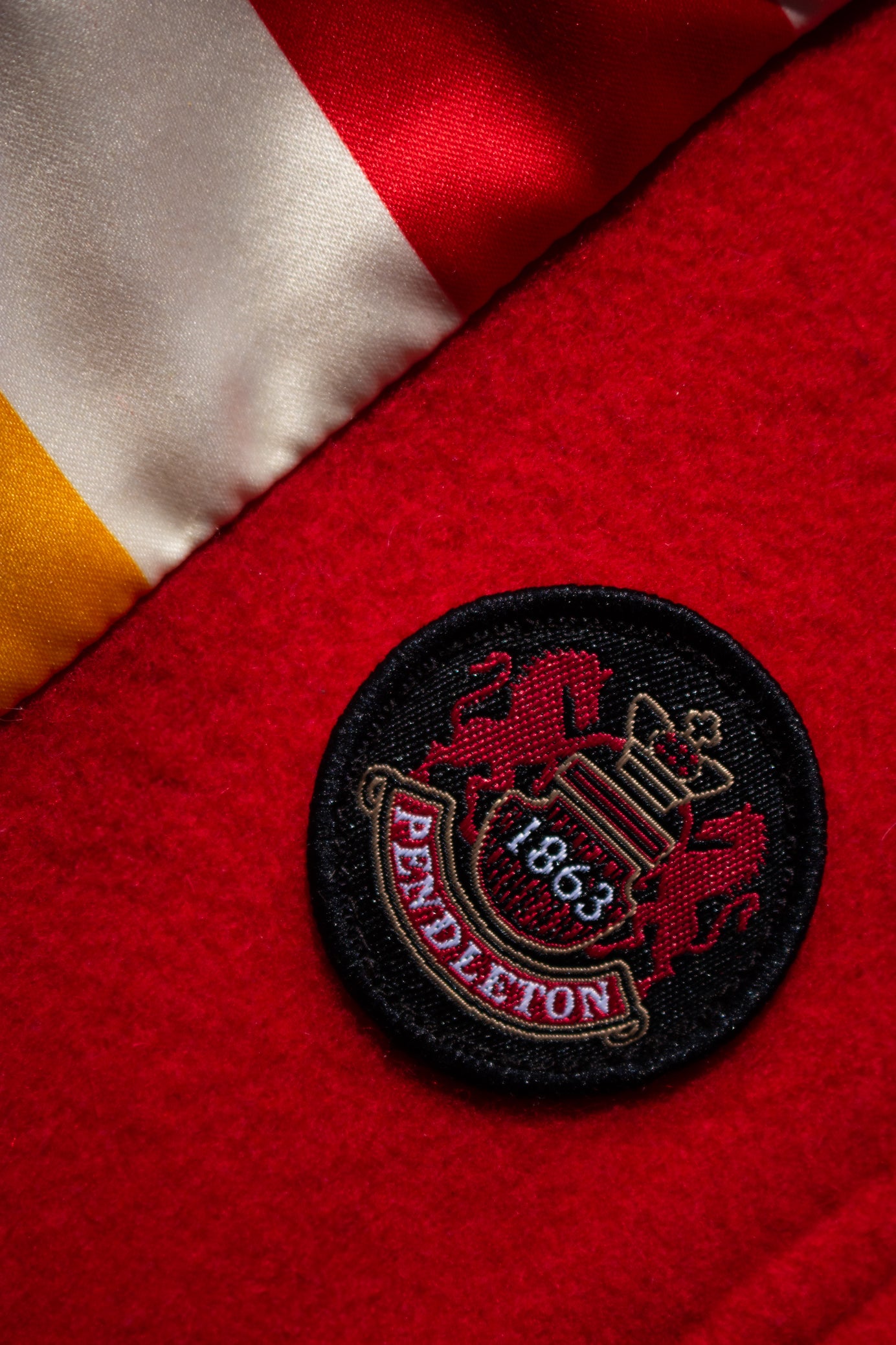 Pendleton National Park Cascade Campbell Women's Wool Red Coat with Glacier Stripe Linner