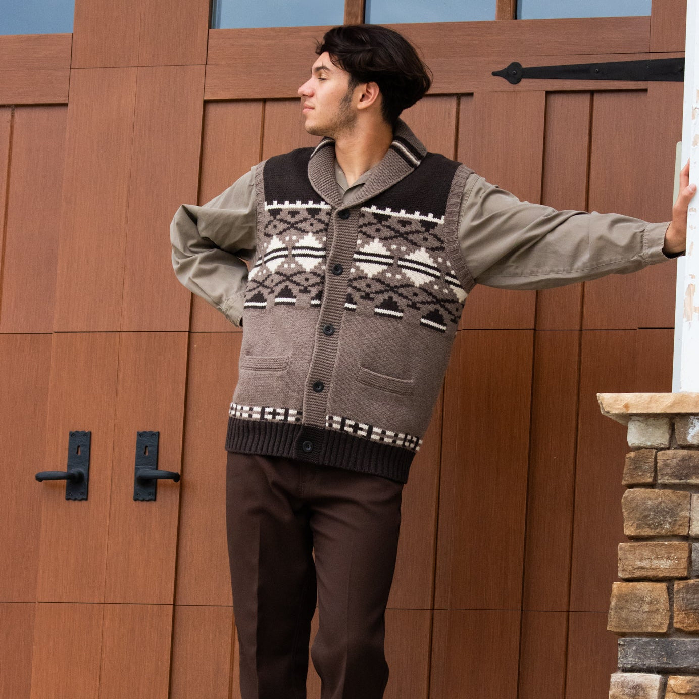 Vintage Pendleton Lambs Wool Knitted Vest with Southwest Custom Weave Size Large