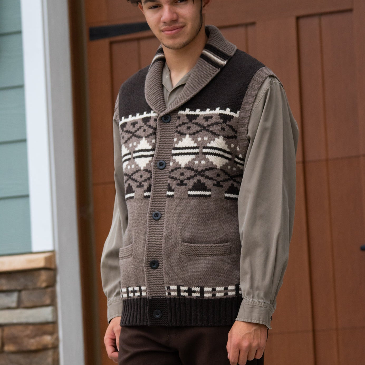 Vintage Pendleton Lambs Wool Knitted Vest with Southwest Custom Weave Size Large