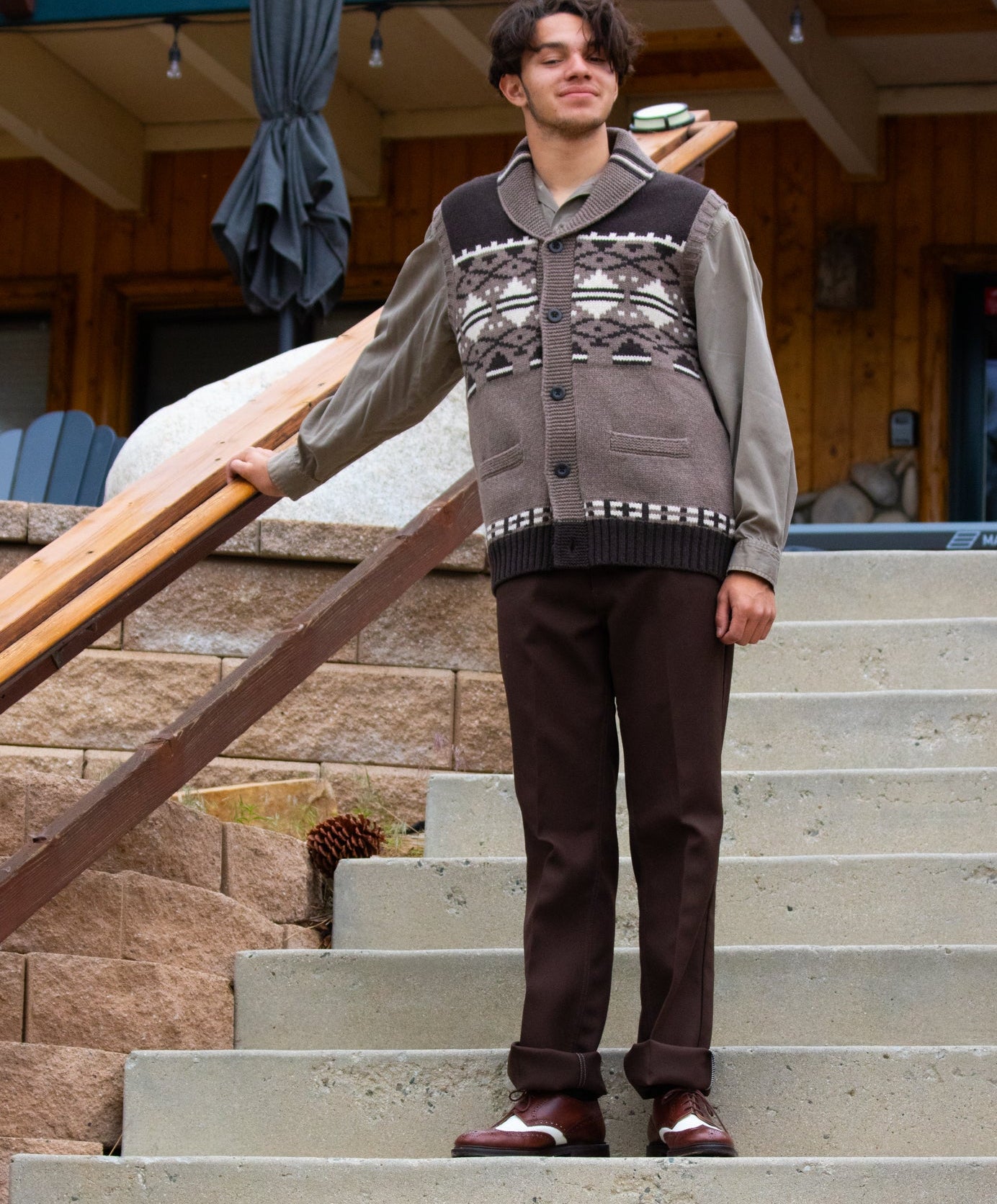 Vintage Pendleton Lambs Wool Knitted Vest with Southwest Custom Weave Size Large