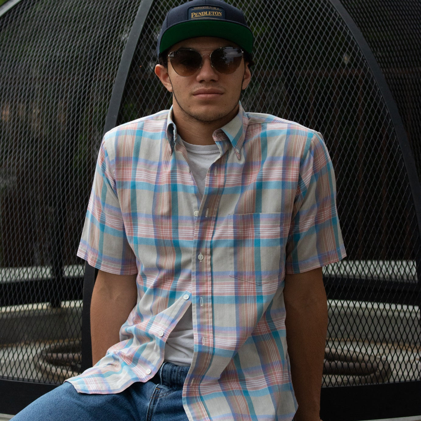 Country Traditional by Pendleton Pastel Short Sleeve Button Up Dress Shirt